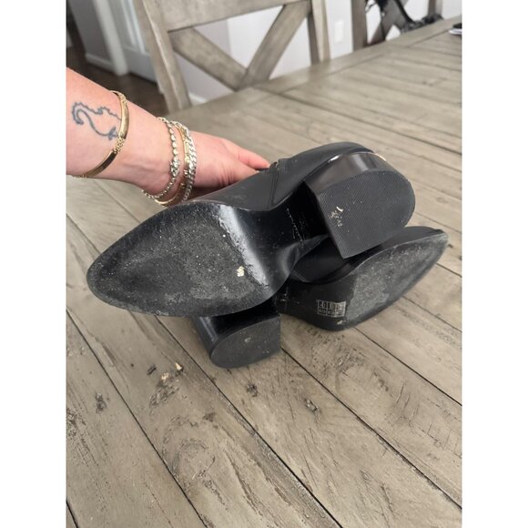 ALEXANDER WANG Gabi Black Leather Booties Rose Gold Cutout Heel Ankle Boots 37 - Picture 11 of 11